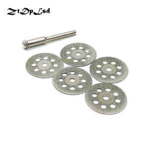 Алмазные режущие диски ZtDpLsd 5 шт., 22 мм, отрезное лезвие + 1 шт., хвостовик 3 мм, для вращающихся инструментов Dremel, абразивные диски, аксессуары для dremel
