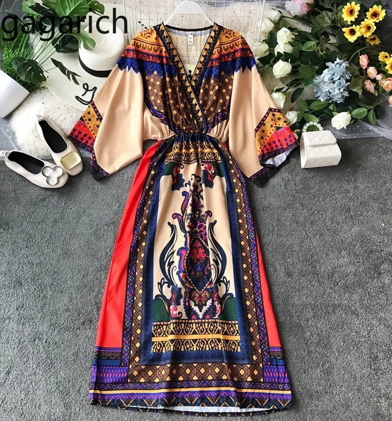 Женское платье в богемном стиле Gagarich элегантное пляжное длинное с принтом на