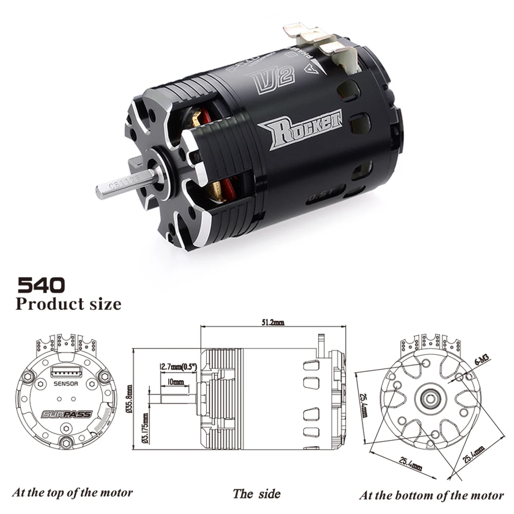 SURPASSHOBBY Rocket 540 V2 10 5 T 13 17 21 бесщеточный двигатель с датчиком для спецификации