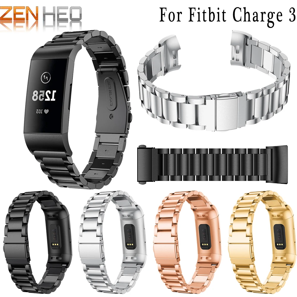 Модный ремешок из нержавеющей стали для часов Fitbit Charge 3 сменный Браслет звеньев
