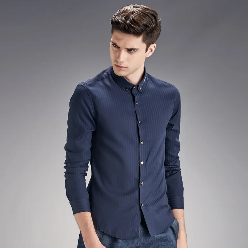 AIRGRACIAS 2017 Новинка весны Повседневное рубашки Для мужчин с длинным рукавом Slim Fit s