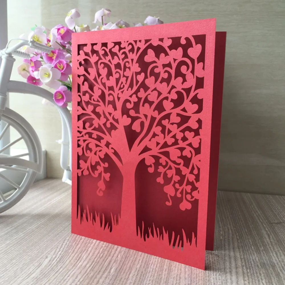 12 штук упак. нежное дерево Свадебные Пригласительные Открытки 24 цвета свадебное