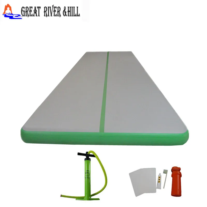 

Great river hill fitness mat inflatable air track use at home green 10m x 1.8m x 0.15m