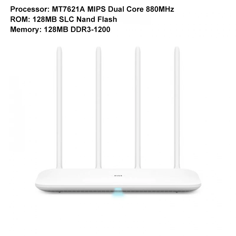 Оригинальный Xiaomi Mi Wi Fi маршрутизатор 4 ретранслятор 2 г 5 ГГц 128 МБ DDR3 1200 Dual Core 880 мГц приложение Управление