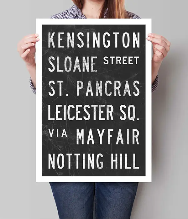 Принт с эффектом потертости метро знак Лондон Великобритания принтом Городская