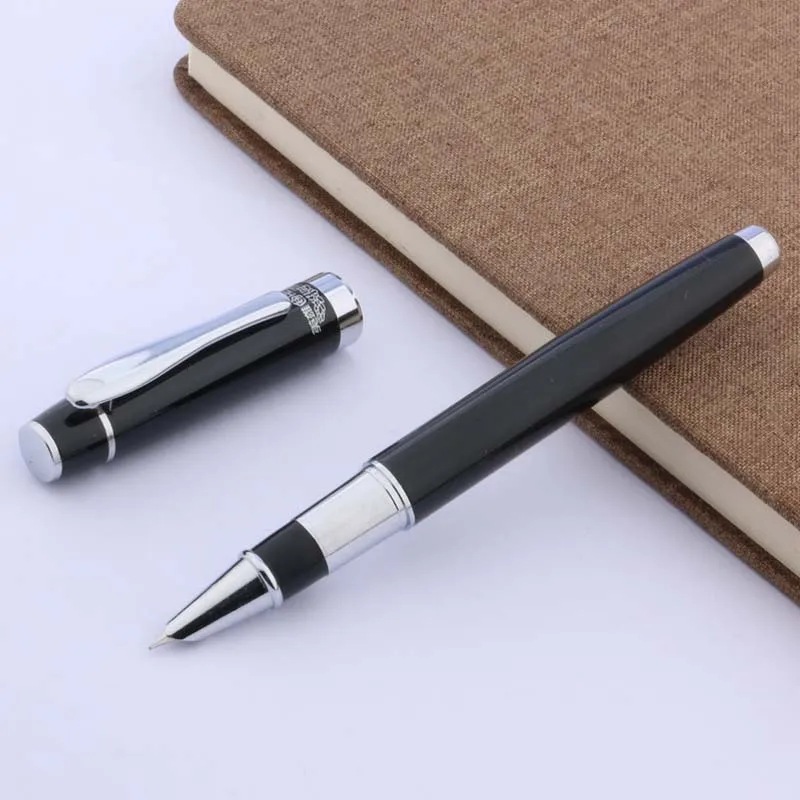 Подарочная офисная Серебристая черная Студенческая ручка