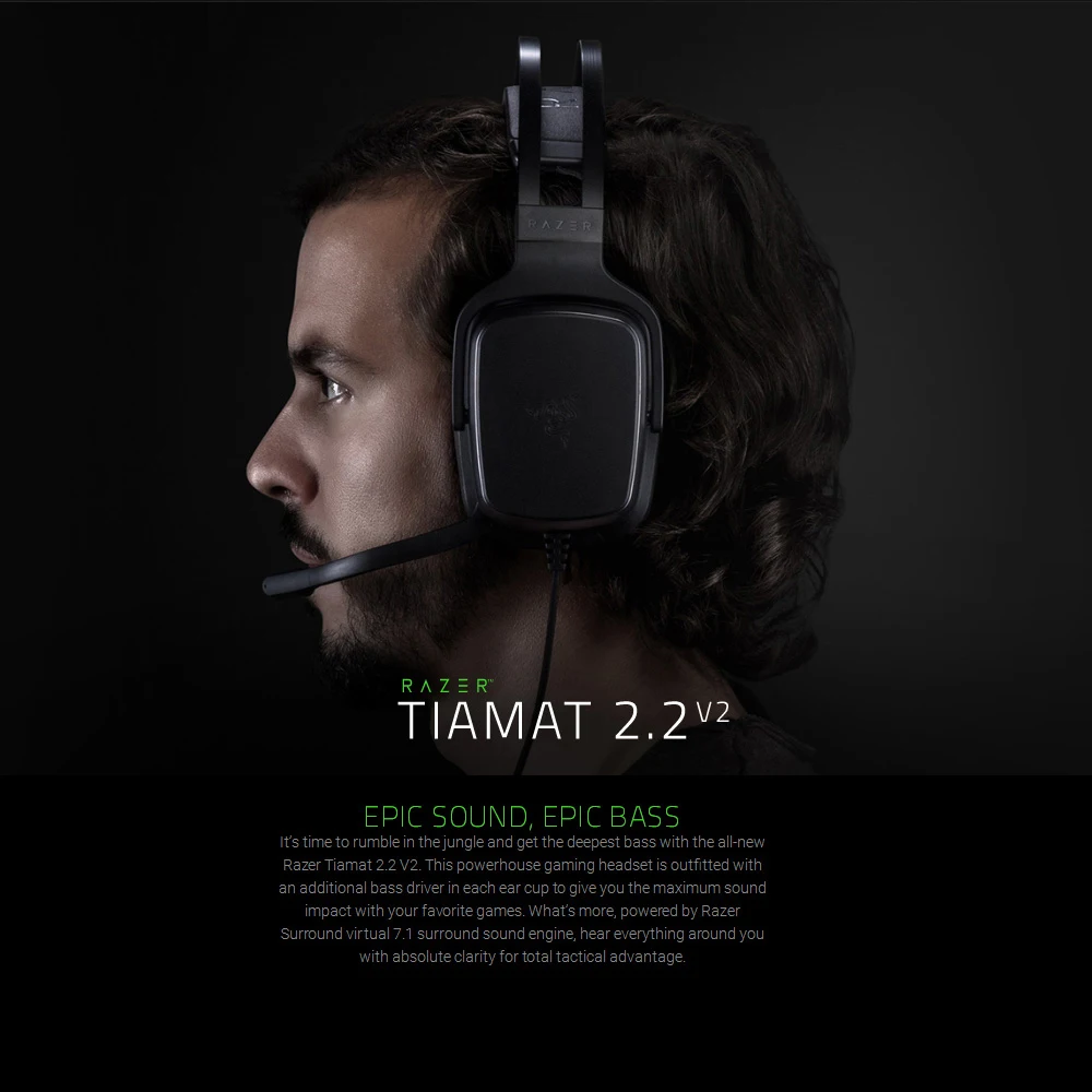 Razer Tiamat 2,2 V2 аналоговая игровая гарнитура 7,1 виртуальное объемное звучание с микрофоном 4x50 мм драйверы игровые наушники