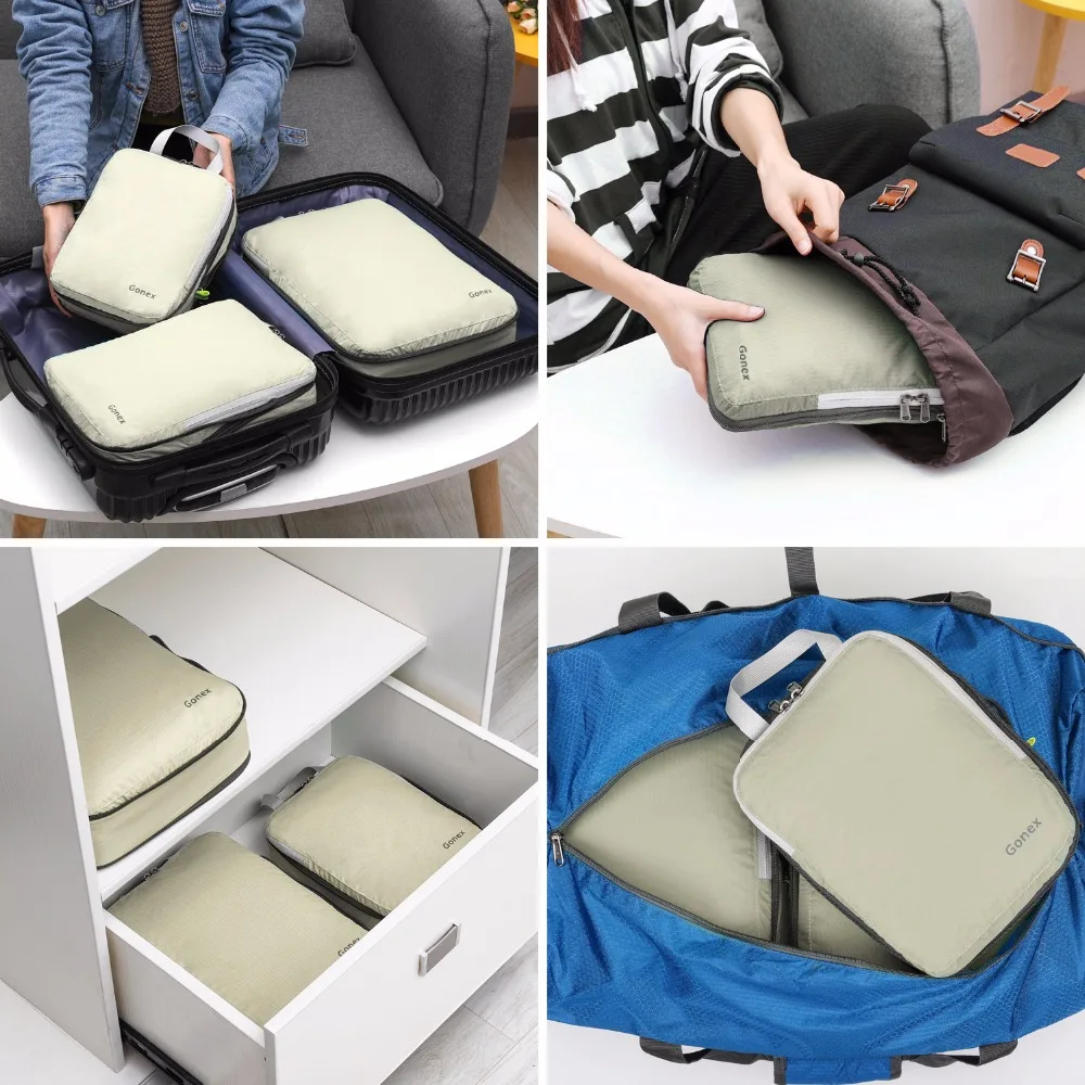 Gonex 3 шт./компл. дорожная сумка для хранения Чемодан Органайзер подвесной Ziplock Костюмы компрессионная упаковочная коробка для подарка любимому