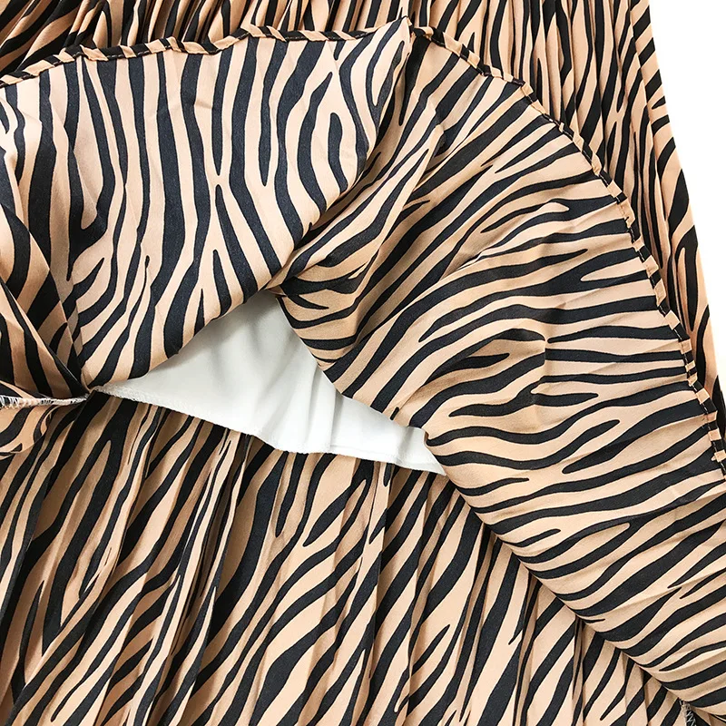 Женская плиссированная юбка модная длинная в евро американском стиле полоску с