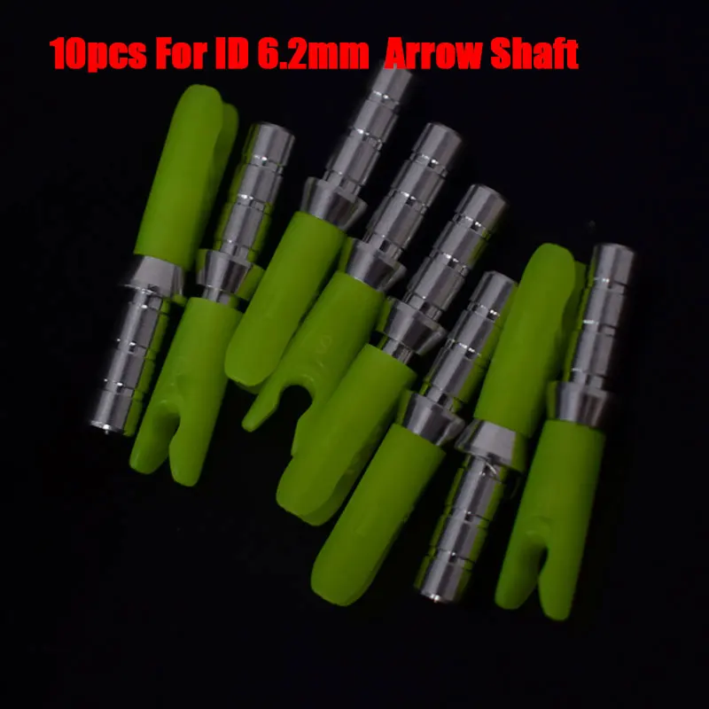 6.2 yellow 10 шт. ID6.2mm внутренние штырьковые стрелы nocks соединение лук охота и стрельба Alu булавки+ пластиковые ноки алюминиевая углеродная стрела - Цвет: 6.2 yellow