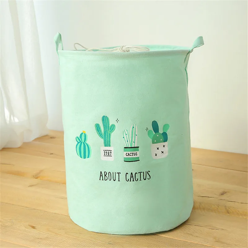 green 35*45 см корзина для хранения с принтом кактуса для игрушек Домашняя организация и хранение скандинавский органайзер для одежды большая корзина для хранения белья - Цвет: green