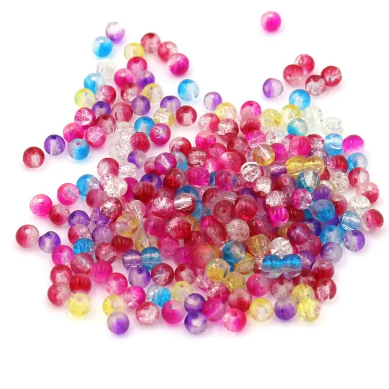 200 шт./лот разноцветные Круглые Стеклянные Бусины с отверстиями для изготовления