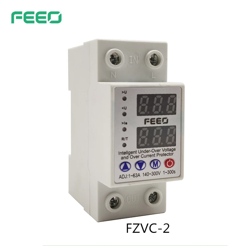 FEEO 1-63A 140-300V over voltage and under voltage protective device protector protection relay with voltmeter