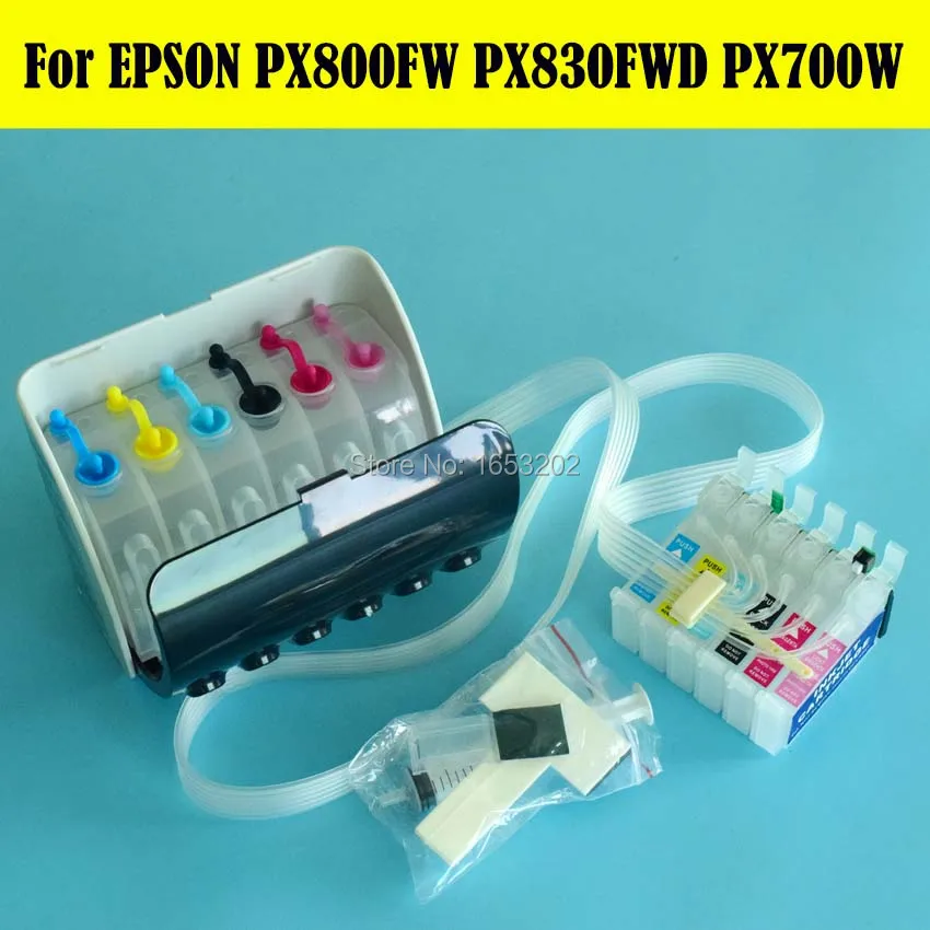 1 комплект СНПЧ система для Epson Stylus PX700 PX800 PX830 принтер с чипом автоматического
