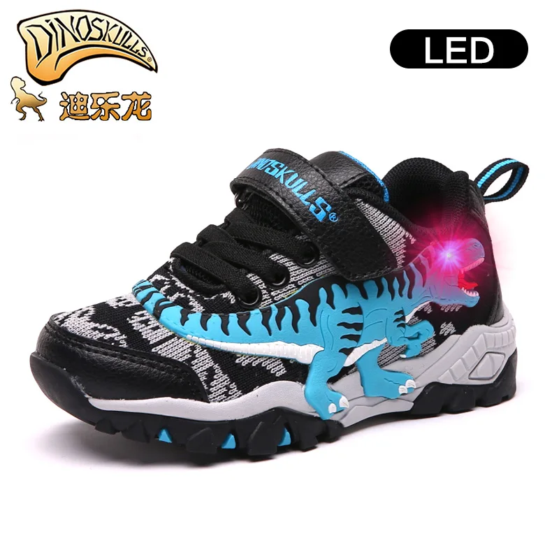 Кроссовки DINOSKULLS для тенниса светящиеся кроссовки мальчиков светодиодный