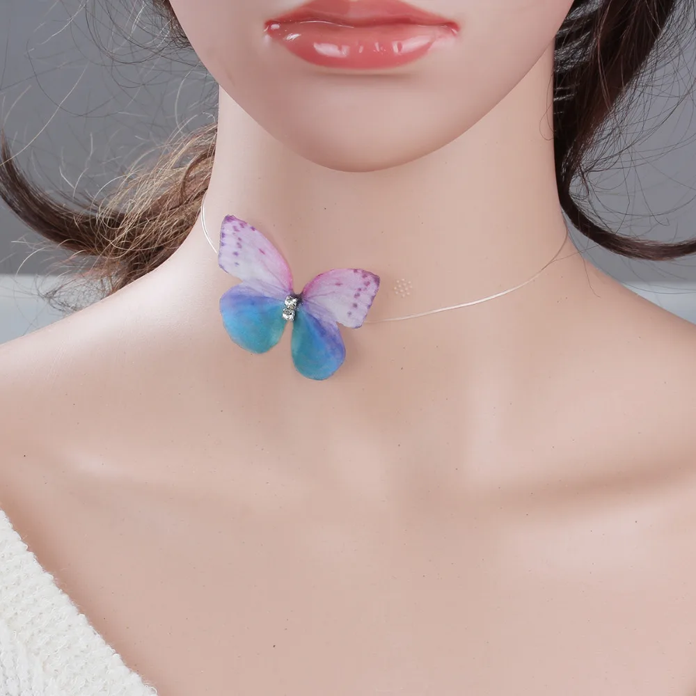 Женское колье-чокер из органзы Эфирная бабочка ручной работы в стиле бохо 8