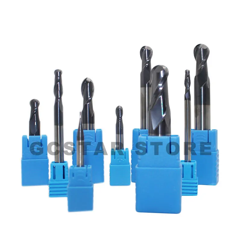 

1pc Ball Mill 1mm 2mm 3mm 4mm 5mm HRC50 2 Flute Milling Machining Tungsten Steel Sprial Bit Milling Cutter Ball Nose End Mill