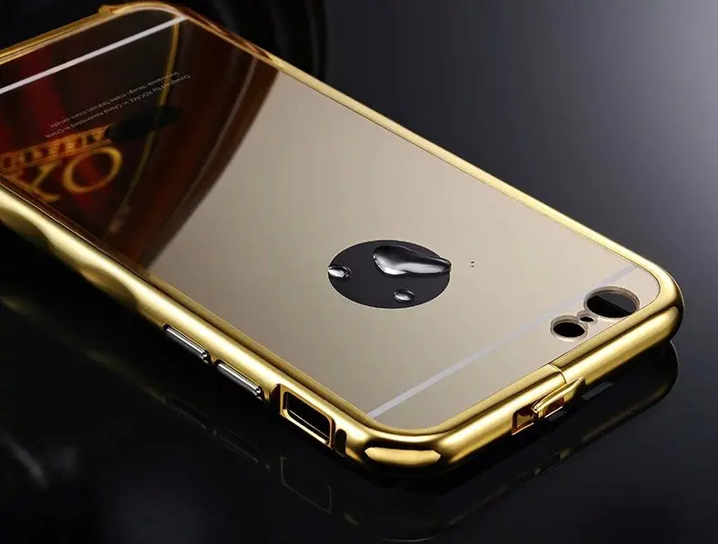 Чехол для iPhone 6 большой задняя часть металл рама серебро золотой зеркало дизайн