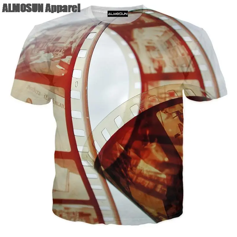 Видеокамера Камера объектив 3D во всем печатных футболки короткий рукав Hipster в