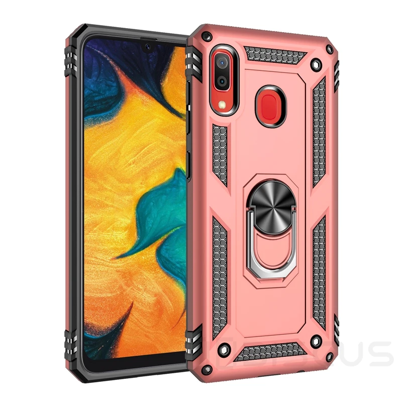 Розовый Армированный чехол для samsung Galaxy A20E A30S A10S A50S A20S A10E A10 A20 A30 A40 A50 A51 A80 A70 M30S M40 S10E S10 Plus S9 S8 A307F A505FN A107 A202 A105 A205 A405 A70S противоударный кольцо чехол для автомобиля - Цвет: Розовый