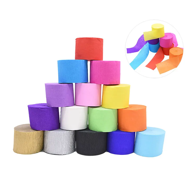 

1Roll 4.5cm*25M Wholesale Mulitcolor Wrinkles Crepe Paper Craft Decorative Origami Crinkled DIY Flower Wrapping Wedding Decor