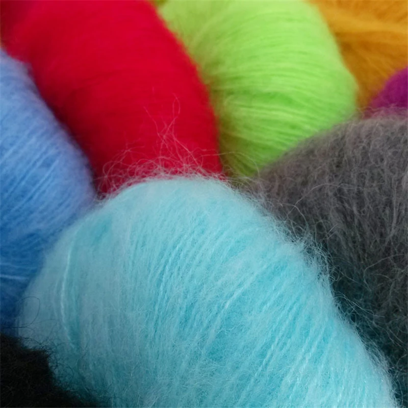 Ovillo de hilo Natural de Cachemira y Mohair para tejer a mano, ovillo de lana peluda de alta calidad, 250g, 10 bolas