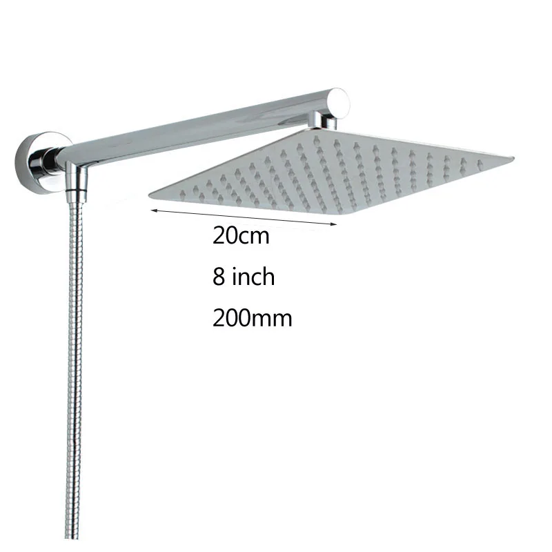 8 inch shower set Uythner новая хромированная насадка для верхнего душа в ванной комнате " душевой опрыскиватель с душевой рукояткой душевой шланг настенное крепление - Цвет: 8 inch shower set