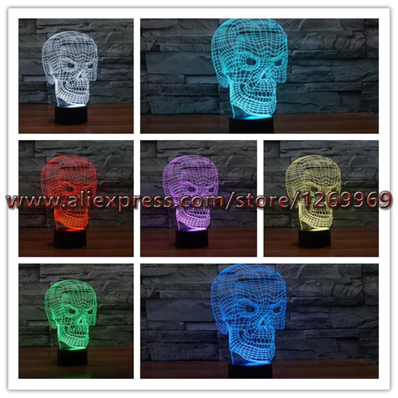 3D череп атмосфера ночные светильники сенсорный датчик Led гостиная/спальня
