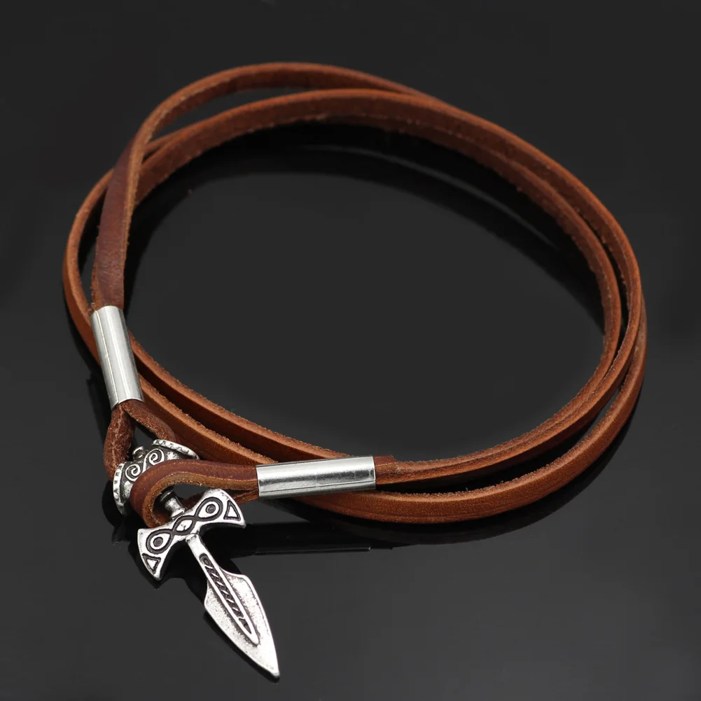 Silver Viking Sword Amulet of Talos Handmade Brown Leather | Украшения и аксессуары