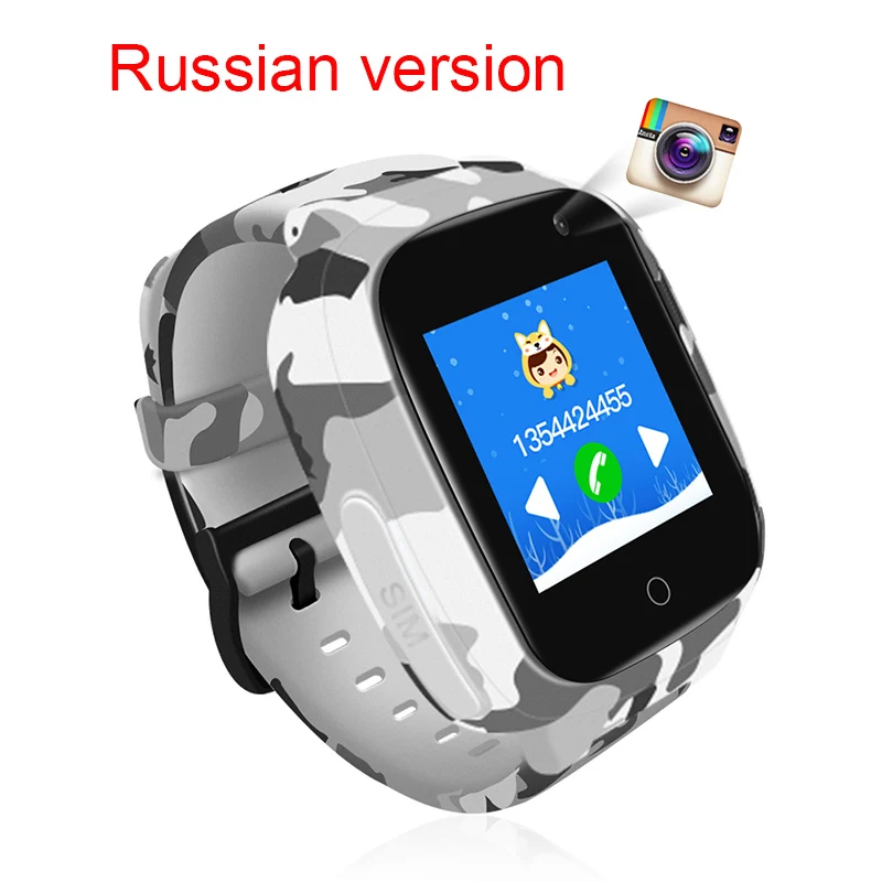 Russian version LEMFO Водонепроницаемые Детские умные часы с sim-картой, gps, wifi, SOS, с функцией вызова, с камерой, Детские умные часы для детей, аккумулятор 600 мАч - Цвет: Russian version