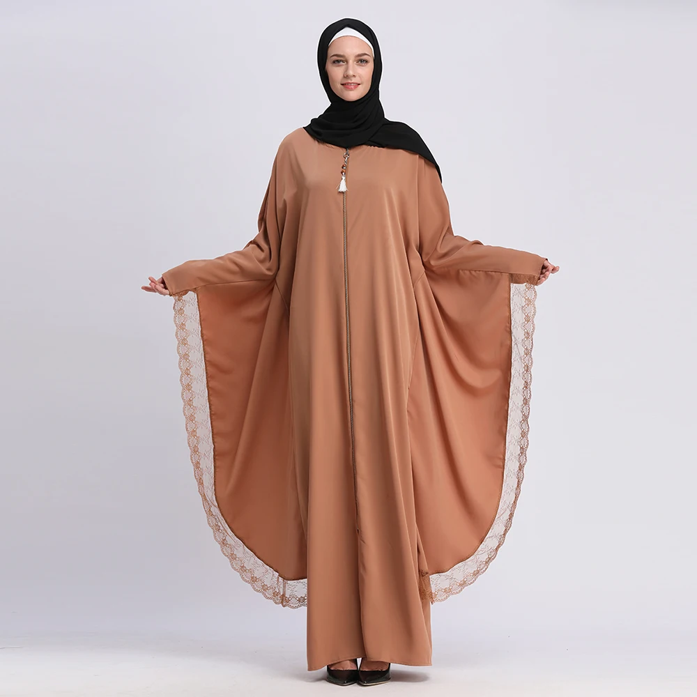 Buytiz Коричневый Верхняя одежда сетка abaya Макси длинное кружевное Nida кимоно