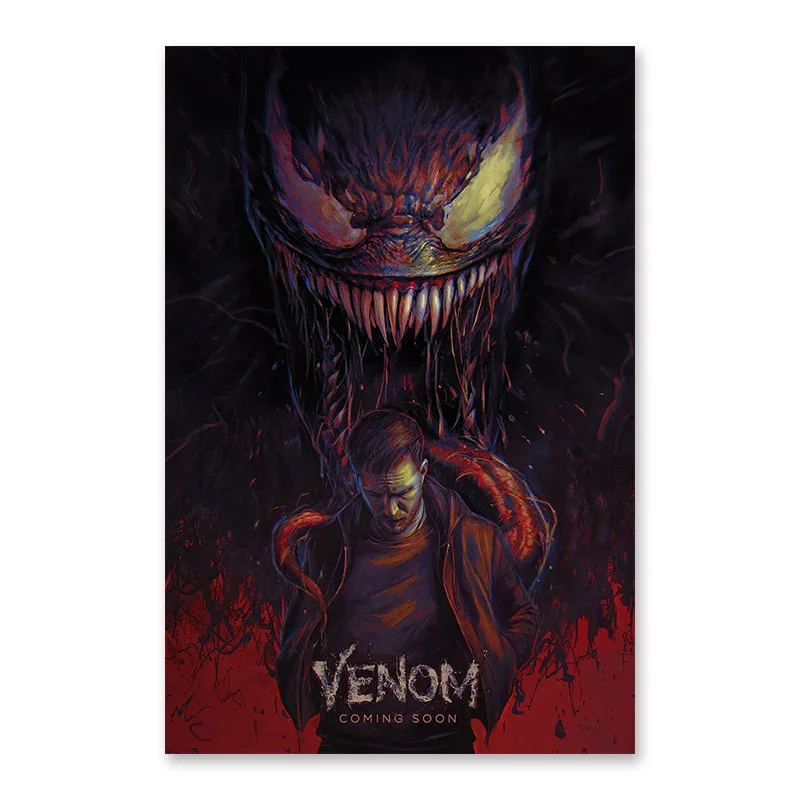 Веном фильм Том Харди Marvel Новинка плакат комиксы герой Шелковые Плакаты и принты настенные художественные картины для гостиной домашний декор - Цвет: 07