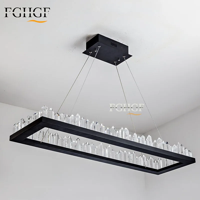 구매 새로운 디자인 현대 Led 크리스탈 샹들리에 라이트 블랙 자연 크리스탈 램프 Lustres 드 크리스털 다 이닝 룸 침실 바 램프