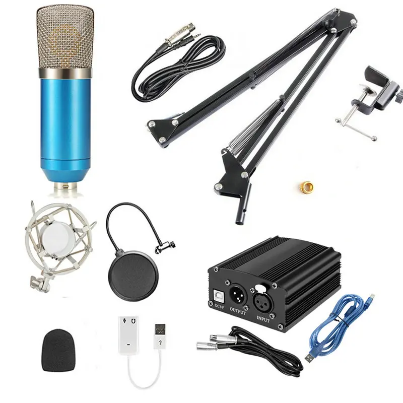 blue mic set Phantom power и BM700 емкость профессиональный микрофон студия поддержка шок Поп фильтр для kareoke ПК ноутбук - Цвет: blue mic set