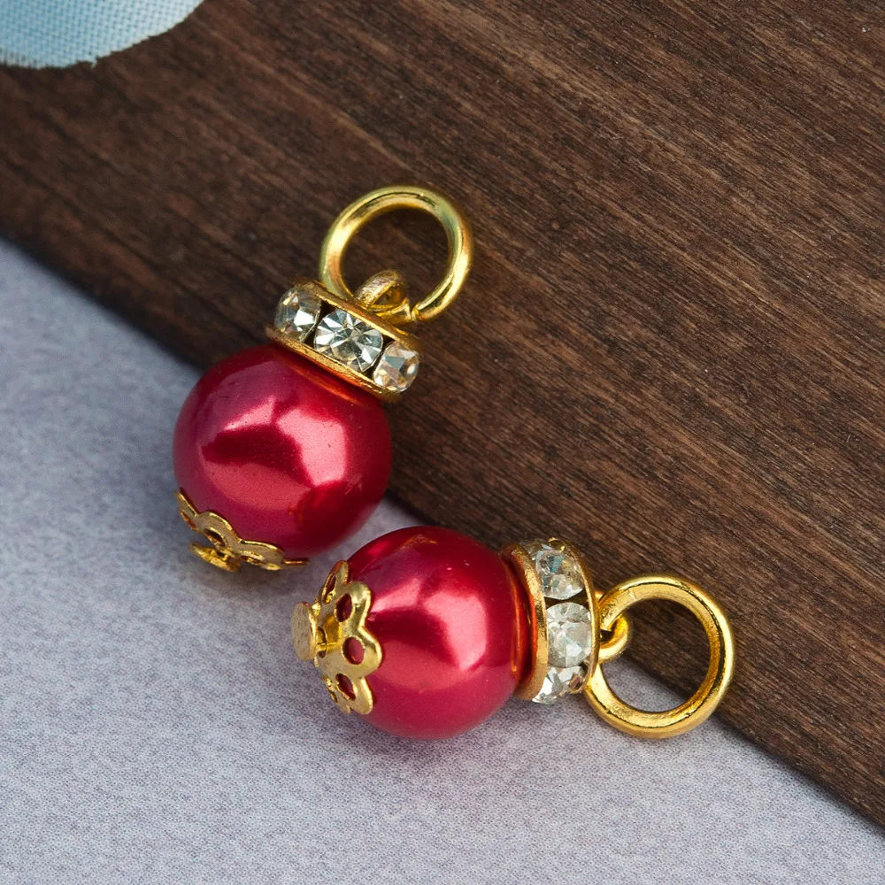 DoreenBeads подвески из сплава и стекла на основе цинка круглый золотой цвет красный