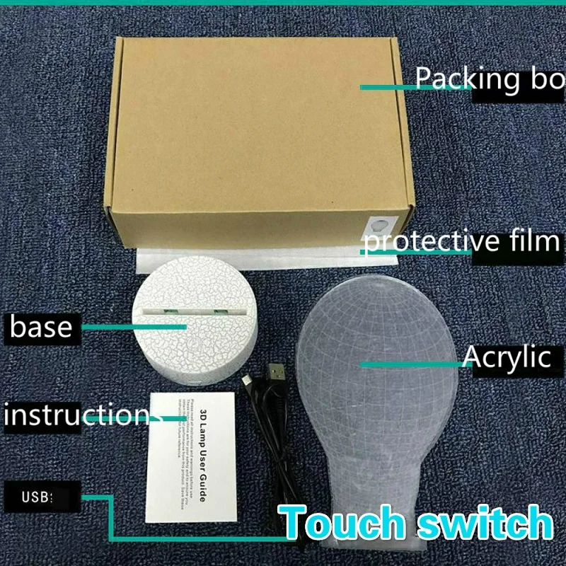 3d цветная светодиодная лампа с изображением слонов акриловая доска ночник Usb