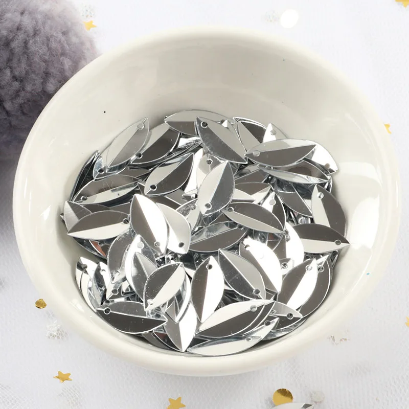 Silver Color Новинка! 720 шт 6*14 мм овальные сложенные блестки конские глаза форма свободные блестки пайетки для рукоделия свадебные швейные аксессуары для художественного оформления - Цвет: Silver Color