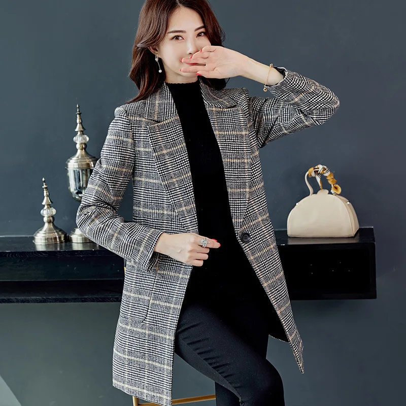 Женская Повседневная куртка в клетку Осень зима 2020|Женские плащи и тренчи| |