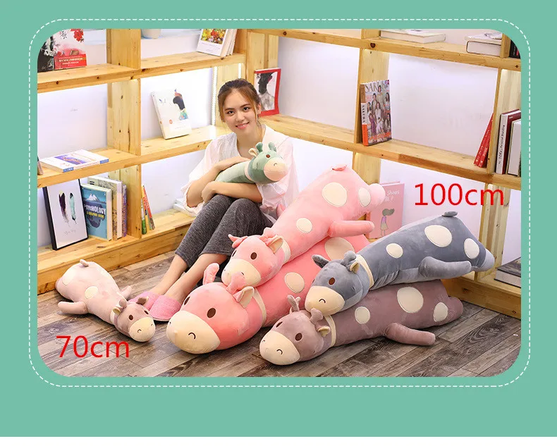 70 см/100 см Kawaii Жираф Плюшевые игрушки Мягкие Мультяшные Животные Олень Мягкая кукла кровать украшение дома подушка ребенок девочка лучший подарок
