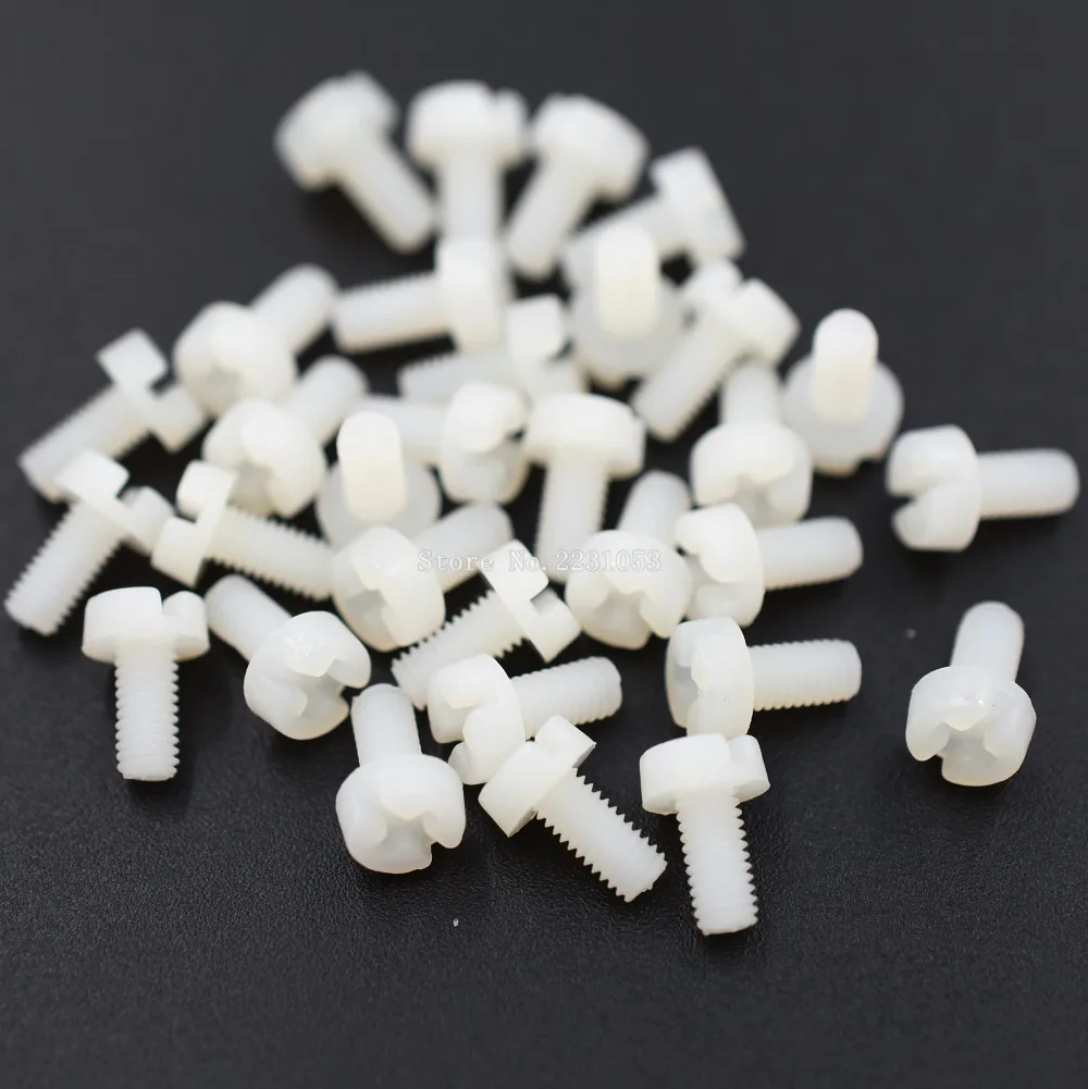100PCS M3 Nylon White Screw Diameter 3mm Length 6mm M3x6 DIY M3*6mm phillips Round Head Screws nylon | Обустройство дома