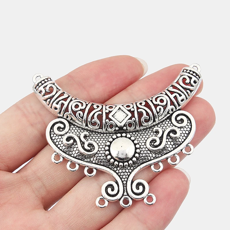 2pcs Antique Silver Large Charms Moon Shape Pendant Connector For Necklace Earring Jewelry Accessories Finding 63*52mm | Украшения и