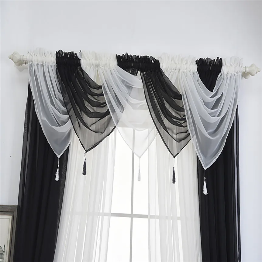 DIVV вуаль штора Swags современный стиль Pelmet valance чистая занавески вуаль Swag для дома комнаты Decoratiion Прямая 71229