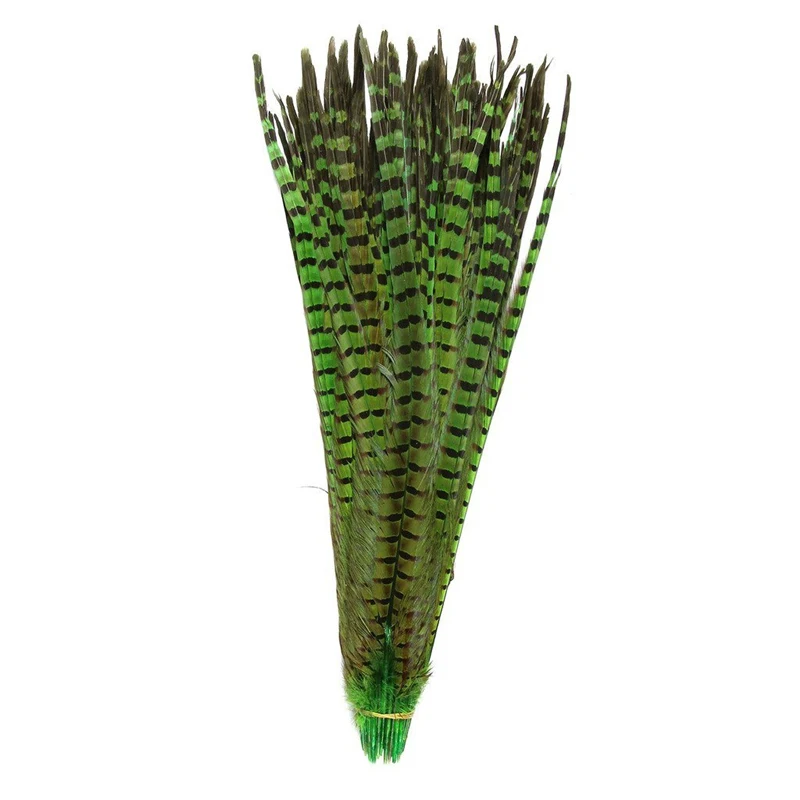 Green 40-45 см 16-1" Колечки перья из хвоста фазана для поделок черный белый длинный натуральный фазан украшения из перьев карнавальный Плюм - Цвет: Green