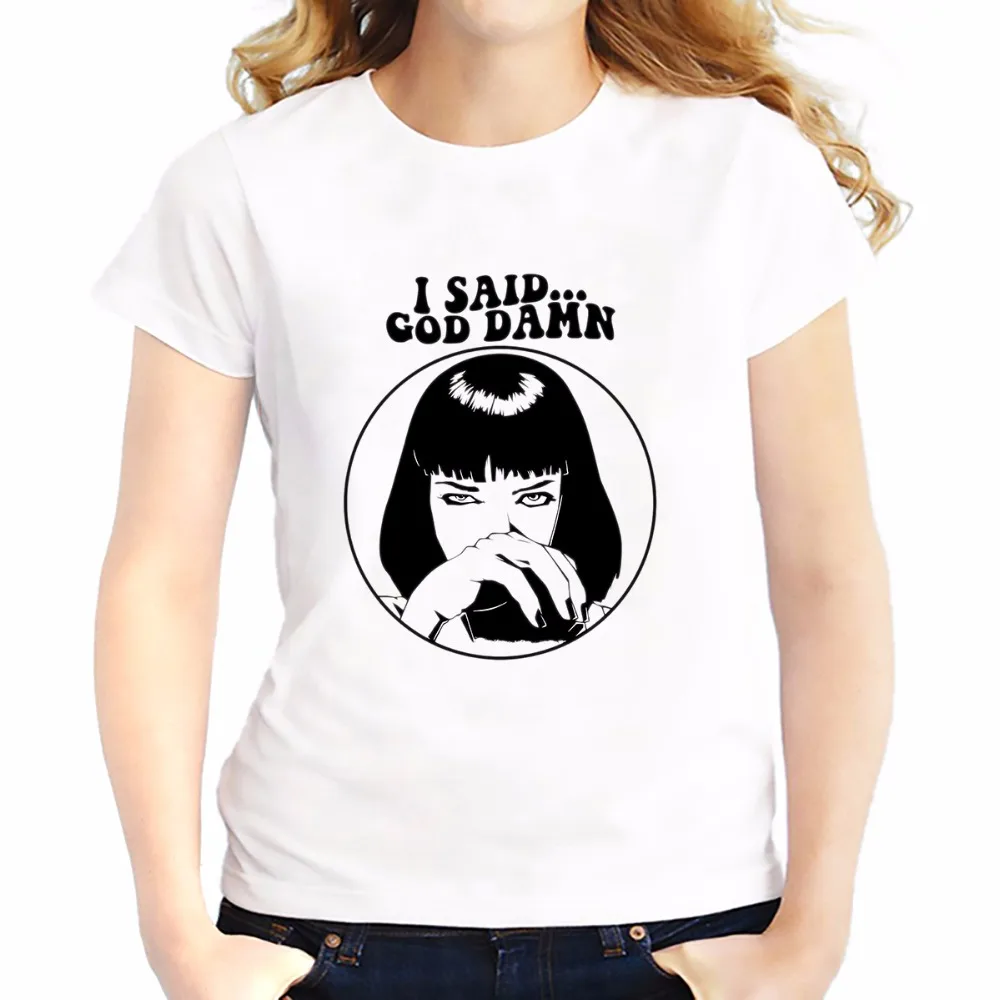 Женская футболка с принтом криминальной фантастики Mia Wallace новые летние белые