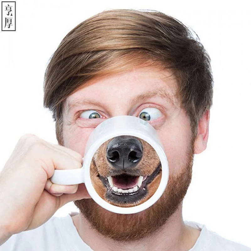 Henghou утро забавные Керамика кружка собака нос Наслаждайтесь Чай молочный напиток