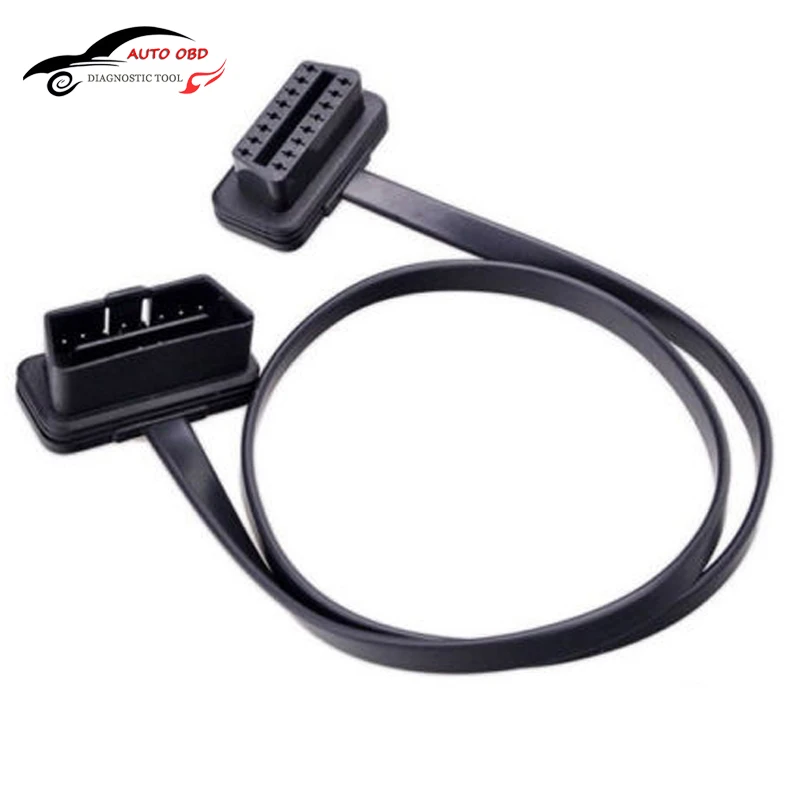 

60CM Flat Thin As Noodle Cable OBD OBD2 OBDII 16Pin Male to Female Car Accessories Diagnostic Tool Extension Connector Cable 2FT
