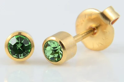 Gold Peridot Showlove-1 упаковка, новые одноразовые безопасные Сережки для пирсинга, стерилизованные сережки, пирсинг, пистолет, набор инструментов, встроенные сережки, CZ драгоценный камень - Окраска металла: Gold Peridot