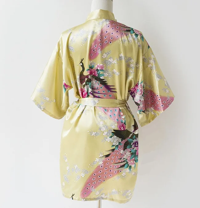 Модные Золотые женские халат кимоно Mujeres Vestido новинка Китай Лето район Ванна платье Ночная рубашка плюс Размеры размеры s m l xl XXL, XXXL S0035
