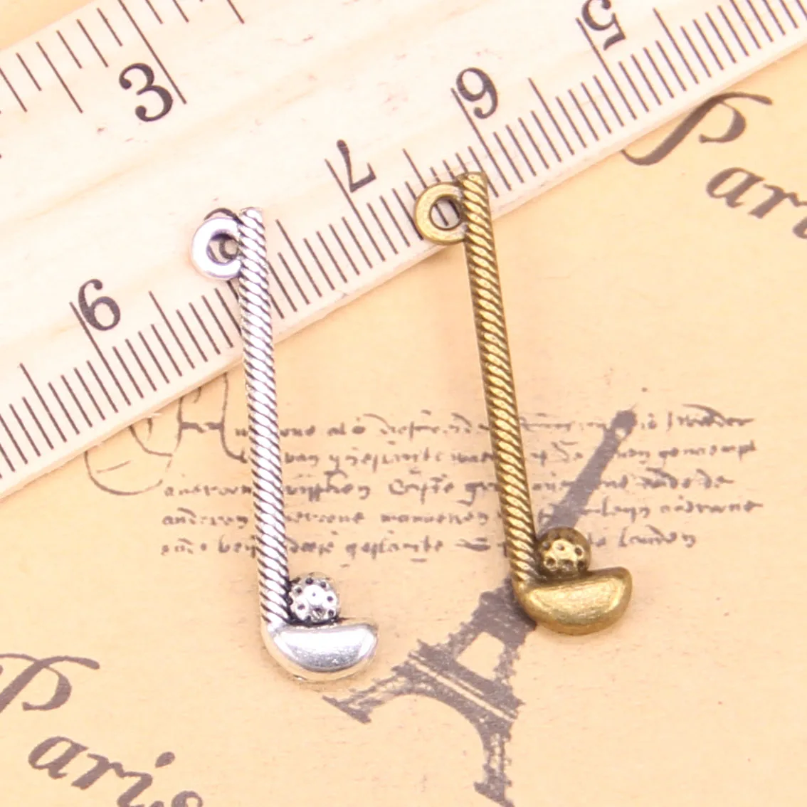 

96pcs Jewelry Charms golf club ball 32x8mm Antique Silver Plated Pendants Making DIY Handmade Tibetan Silver Jewelry