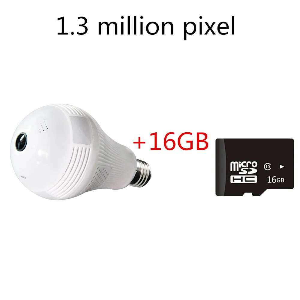 1.3 million 16G Card Светодиодный светильник лампа 960P Беспроводная панорамная Домашняя безопасность WiFi CCTV рыбий глаз лампа ip-камера в форме лампы 360 градусов домашняя Безопасность Охранная - Испускаемый цвет: 1.3 million 16G Card